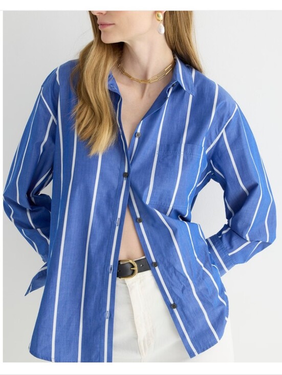 J. Crew Tops - J. Crew Garçon Poplin Cotton Shirt In Seaside Stripe